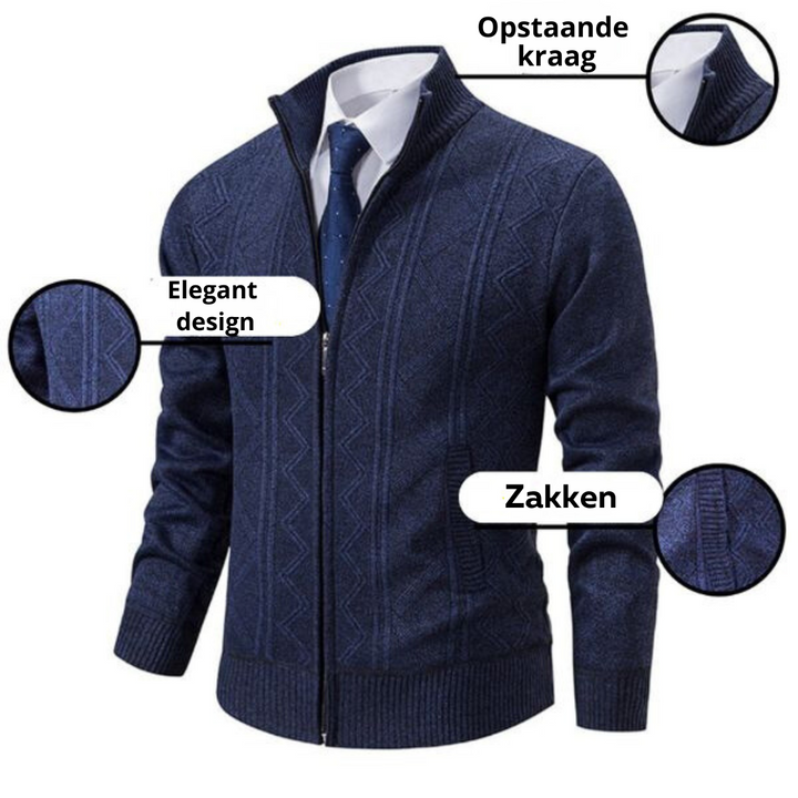 Gray men's V-neck sweater vest. Comfortable & elegant sleeveless knit, a timeless piece for mens fashion.