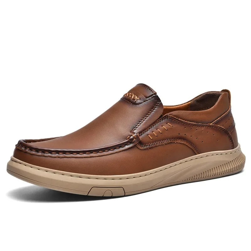 Premium men's Madison leather slip-on loafers, a comfortable & stylish choice for dress and casual shoes.