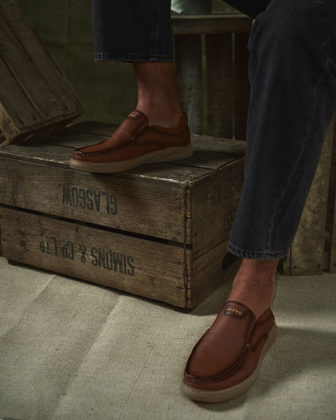 Brown Men's Madison leather slip-on loafers, comfortable dress shoes for formal or casual outfits.