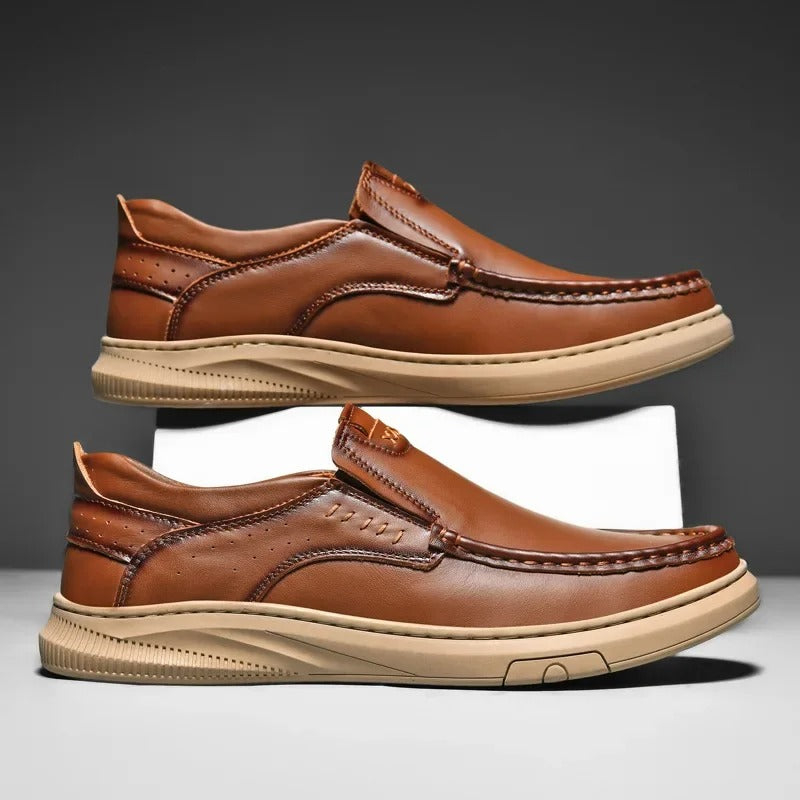 Casual men's Madison leather slip-on loafers, comfortable and easy to wear for everyday style.