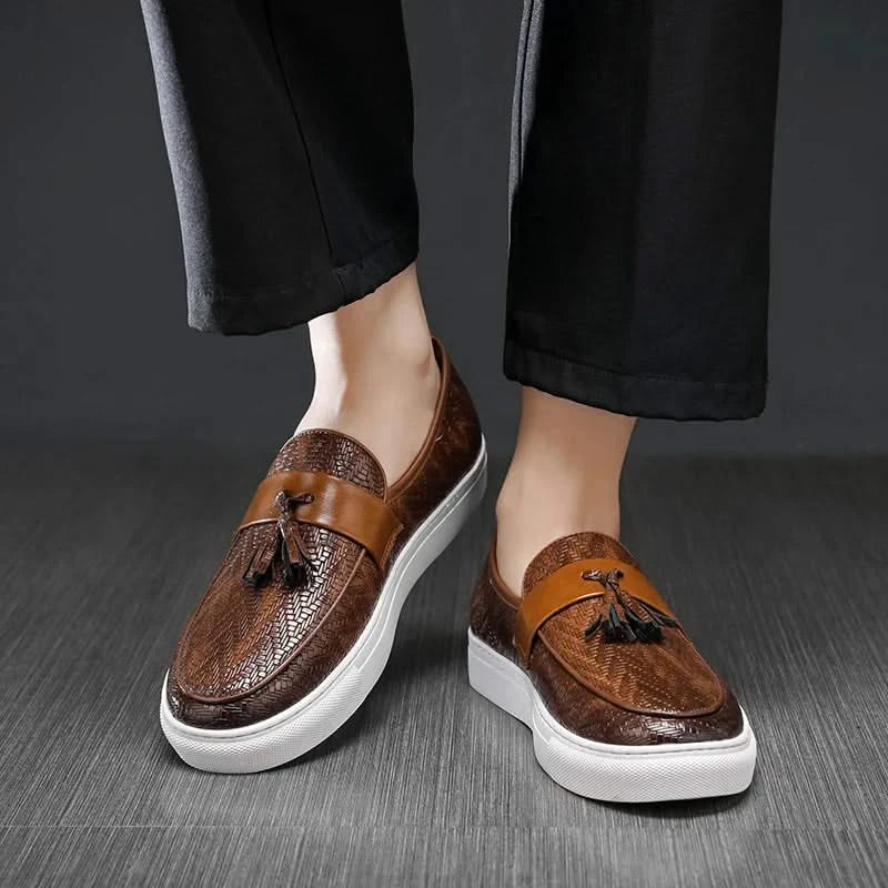Comfortable men's Marcelli tassel loafers, easy slip-on footwear for dressy events or casual everyday wear.