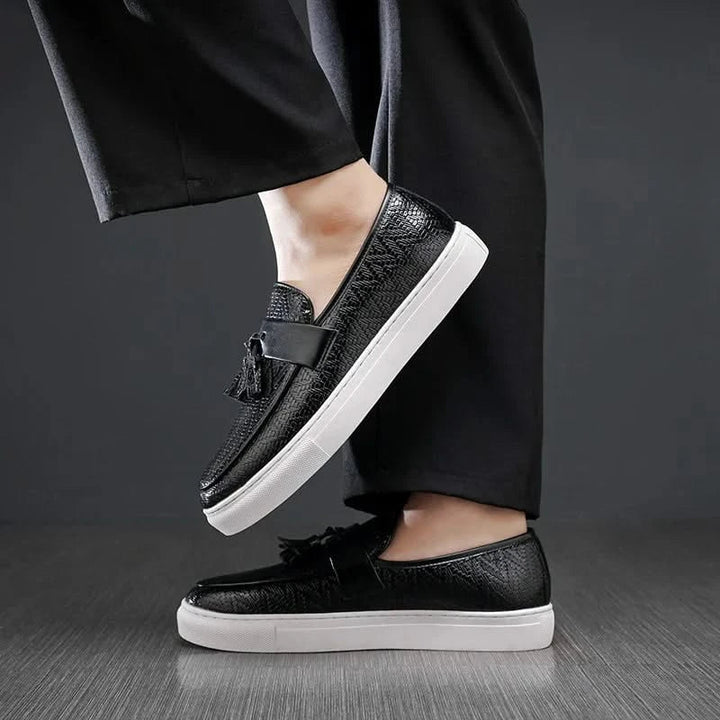 Elegant men's Marcelli slip-on tassel loafers, sophisticated dress & casual footwear for classic style.