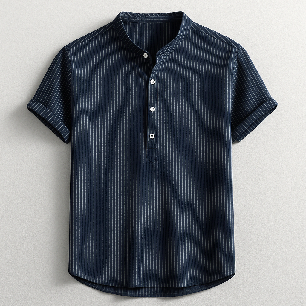 Marco Henley men's shirt. Tailored fit, long sleeve, button placket for a stylish & comfortable everyday look.