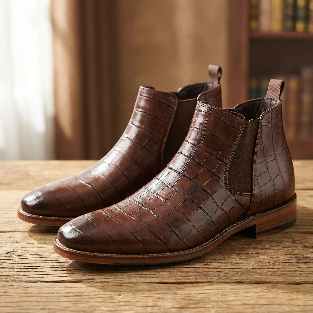 Durable Marlow leather Chelsea boots. Premium men's slip-on footwear, perfect for dress or casual wear.