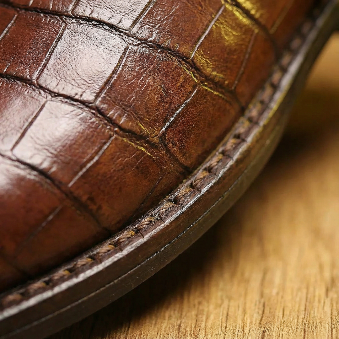 Front view: Men's Marlow brown leather Chelsea boots. Sleek design, easy slip-on men's fashion.