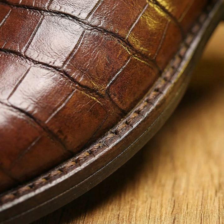 Front view: Men's Marlow brown leather Chelsea boots. Sleek design, easy slip-on men's fashion.