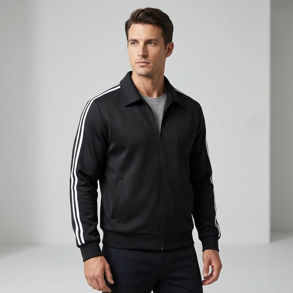 Side view of men's Marshall padded activewear jacket, designed for intense training
