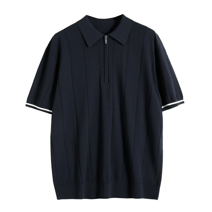 Massimo men's striped half-zip polo shirt. Modern, comfortable apparel for smart casual spring/summer outfits.
