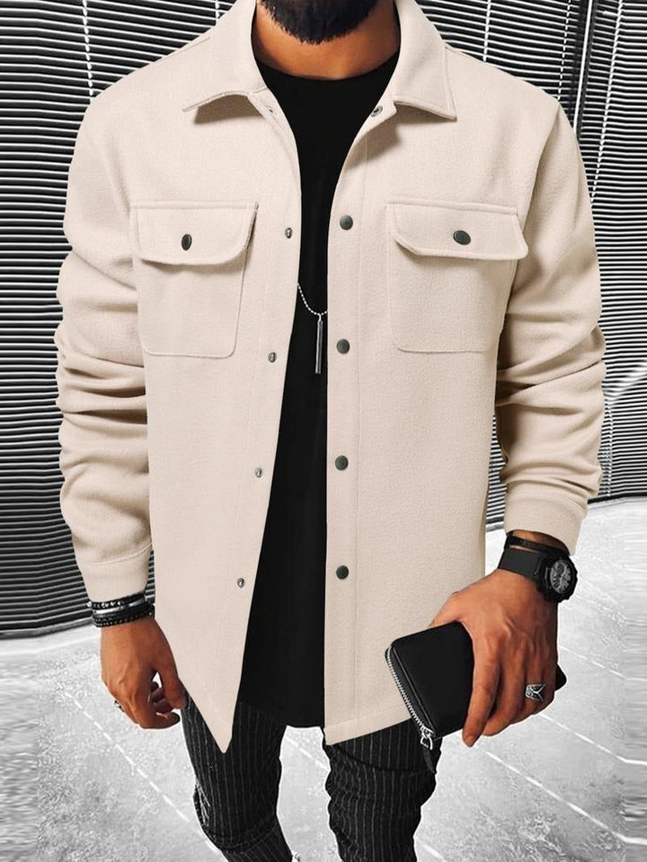 Versatile men's Matera overshirt jacket with snap buttons, ideal for casual & tailored smart casual outerwear.