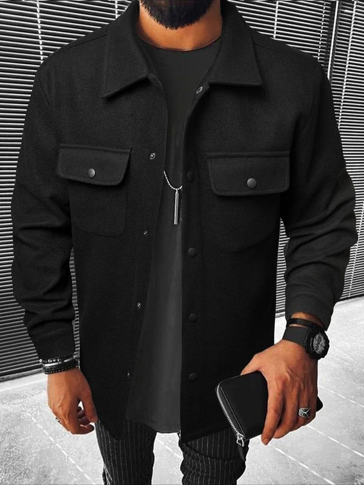 Contemporary men's Matera overshirt jacket, snap-button outerwear for effortless casual & smart layering.