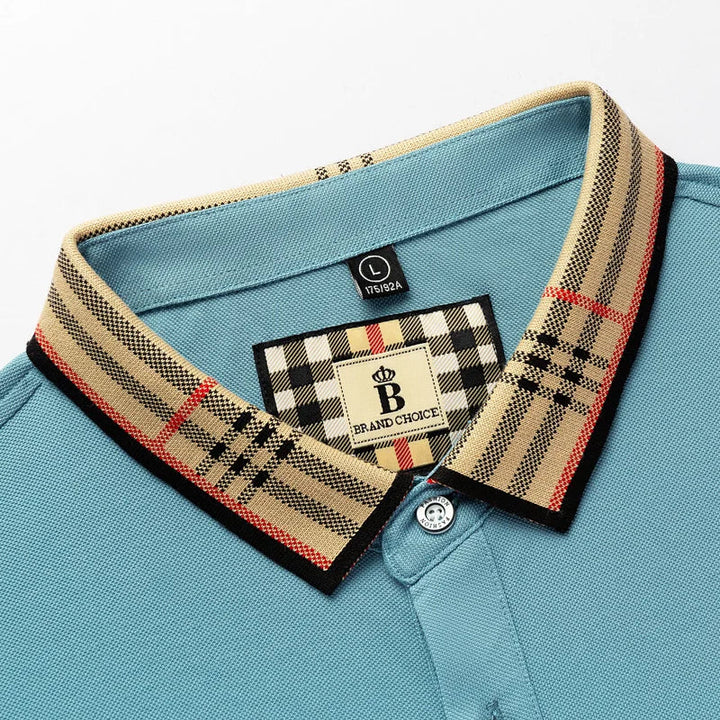 Stylish men's collared polo shirt, short sleeve, embroidered, perfect for casual or everyday fashion.