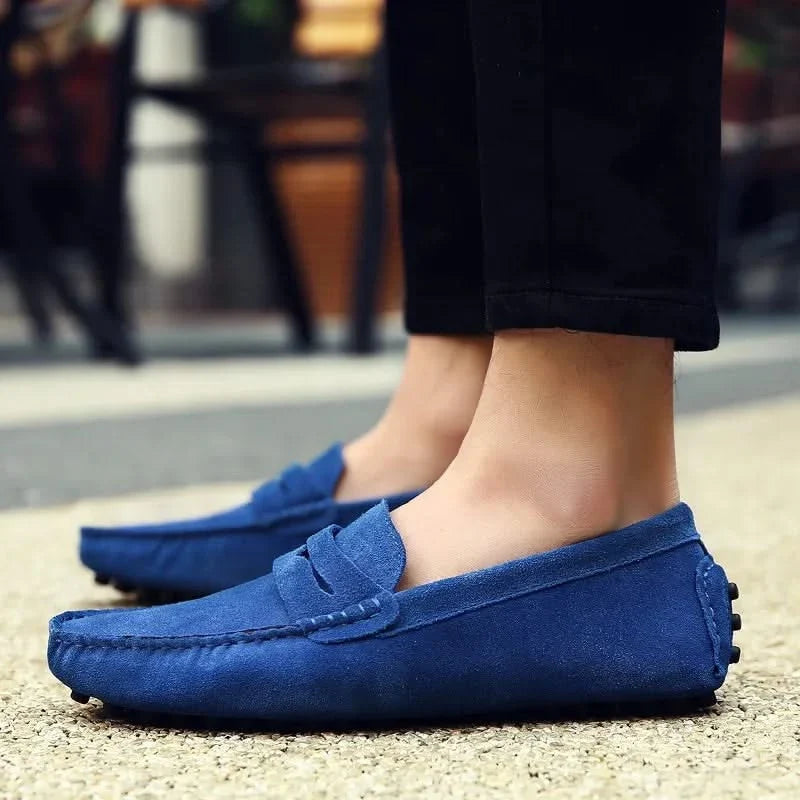 Khaki Maverick men's loafers, comfortable slip-on shoes, versatile for formal & casual.
