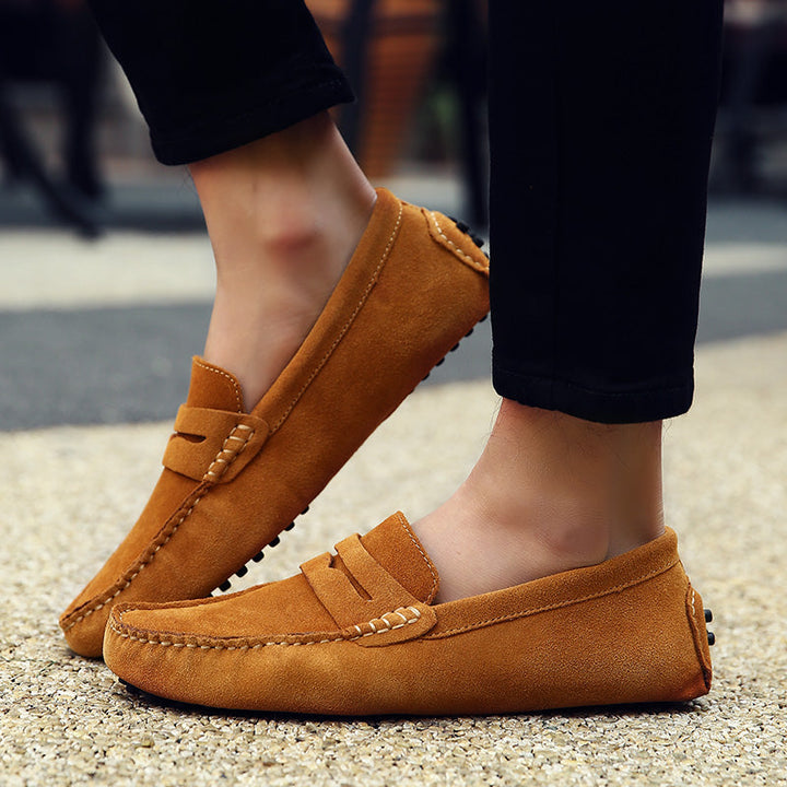 Classic brown men's Maverick loafers, comfortable slip-on dress shoes for everyday wear.