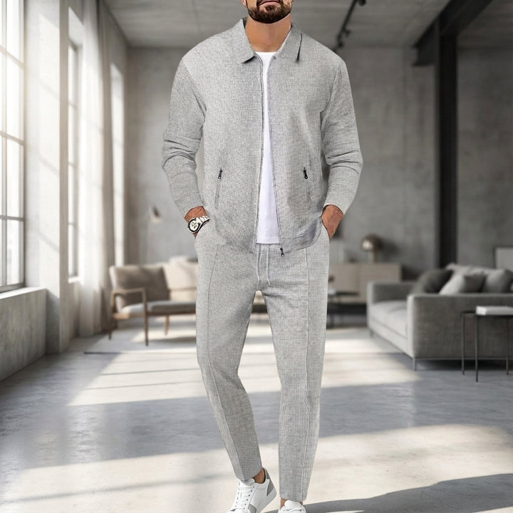 Men's Maxwell comfy two-piece sporty set in charcoal gray, ideal for loungewear and athletics.