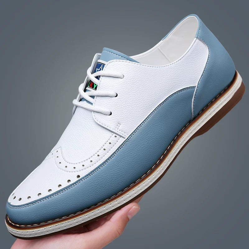 Pair of stylish men's brogue dress shoes, offering classic sophistication & long-lasting comfort.