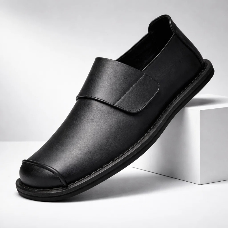 Classic Mayfair men's leather slip-on loafers, offering timeless style & easy comfort for daily fashion.
