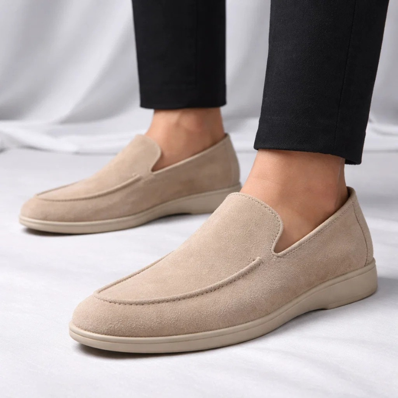 Side view of Mayfair men's slip-on loafers, featuring lightweight design & cushioned comfort.