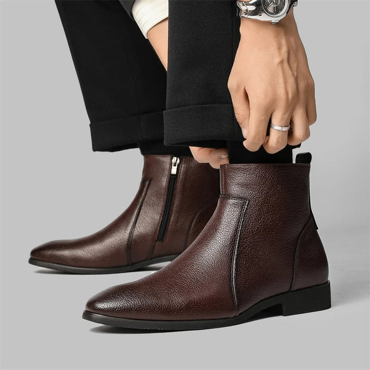 Stylish men's Mercer ankle boots with side zip, perfect for office or special events.