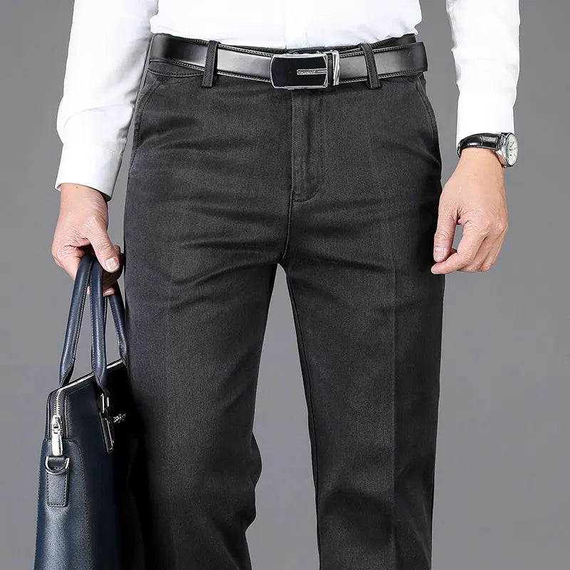 Modern men's slim fit stretch denim pants, perfect for formal or casual outfits.