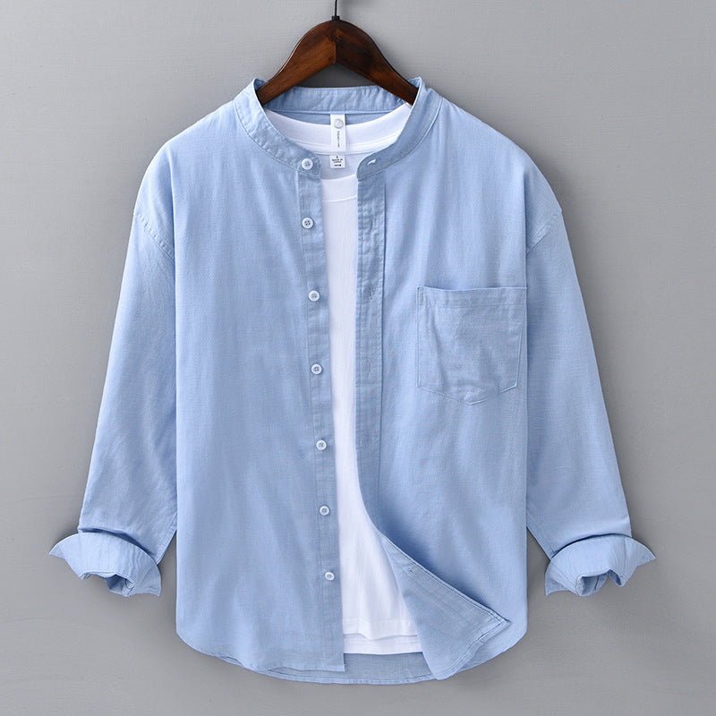 Men's Meridian casual shirt with mandarin collar. Short sleeve, breathable, perfect for summer style.