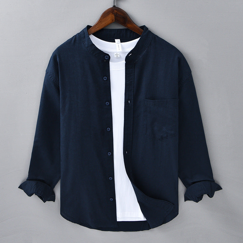 Stylish men's Meridian casual shirt. Short sleeve, breathable, mandarin collar for effortless summer.
