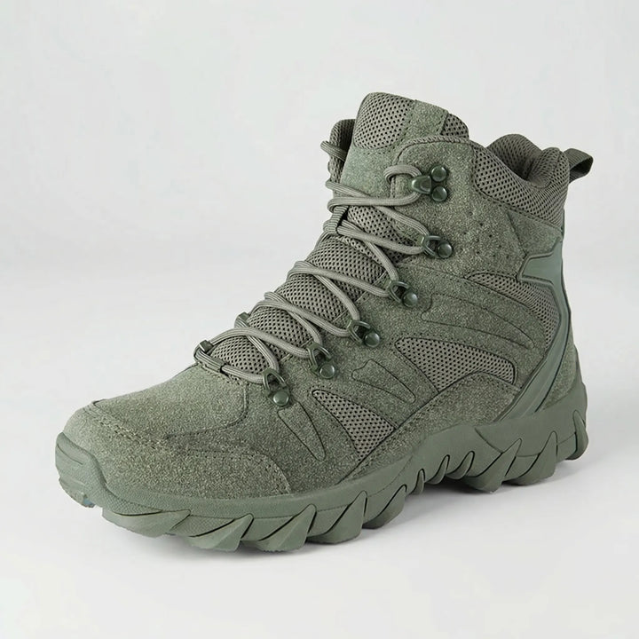 Men's tactical mid-cut hiking boots, built for durable performance on rugged trails & outdoor adventures.