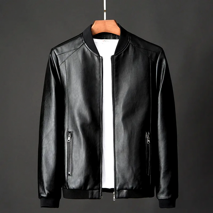 Men's midnight leather jacket, timeless style & comfort. Perfect for versatile men's casual outerwear fashion.