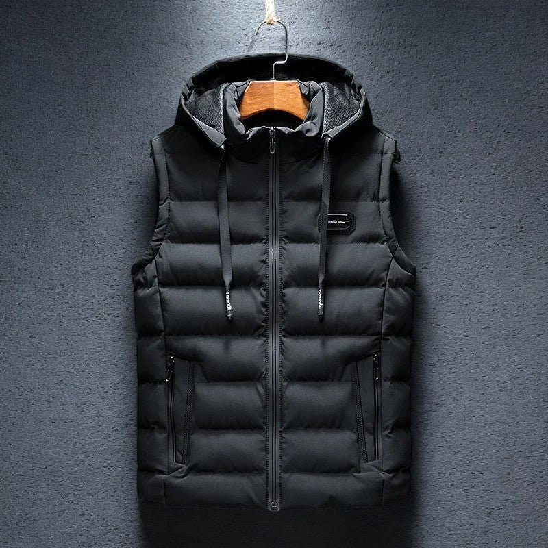 Versatile men's insulated hooded puffer vest. Lightweight outerwear for fall, winter, and everyday layering.