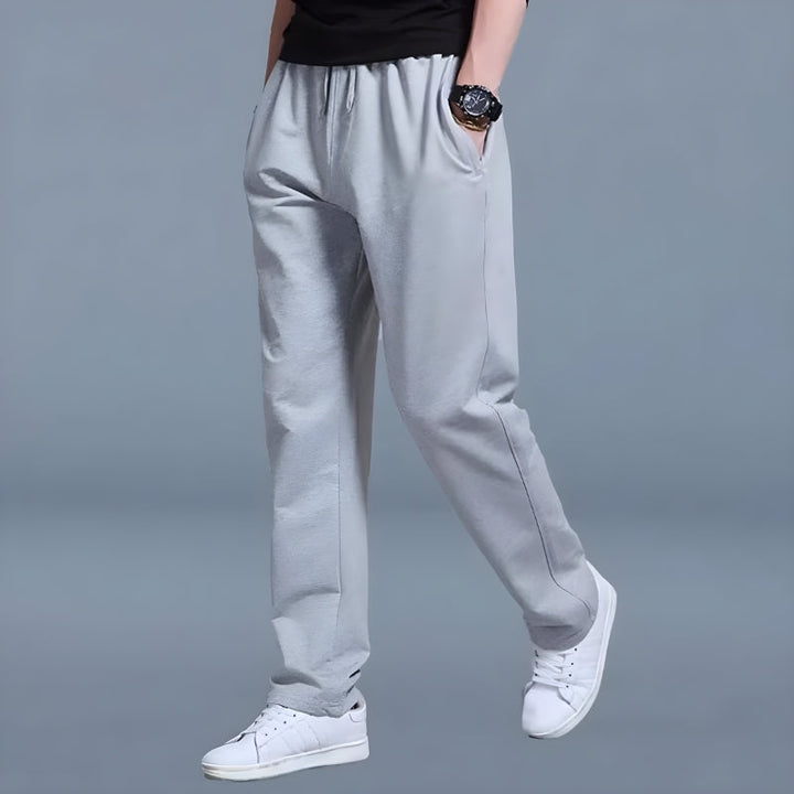 Relaxed fit men's wide leg jogging trousers by Mikael. Ultimate comfort casual pants for lounging or activewear.