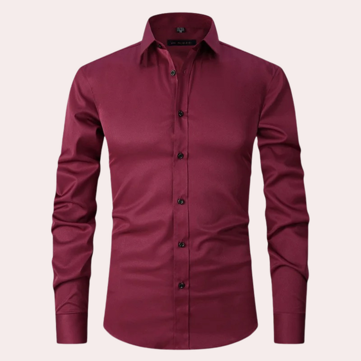 Men's Milan non-iron stretch shirt, wrinkle-free for business or casual wear. Easy care and ultimate comfort.