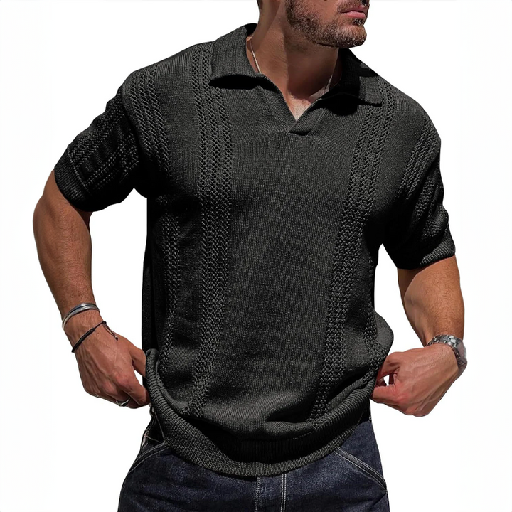 New arrival: Men's short sleeve Milanese knit polo for comfort & style. Great for golf or sophisticated casual.