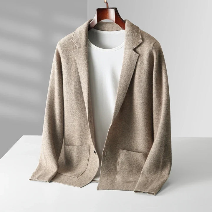 Soft knit Milano men's cardigan for comfortable layering. Essential long-sleeve button-front sweater, classic style.