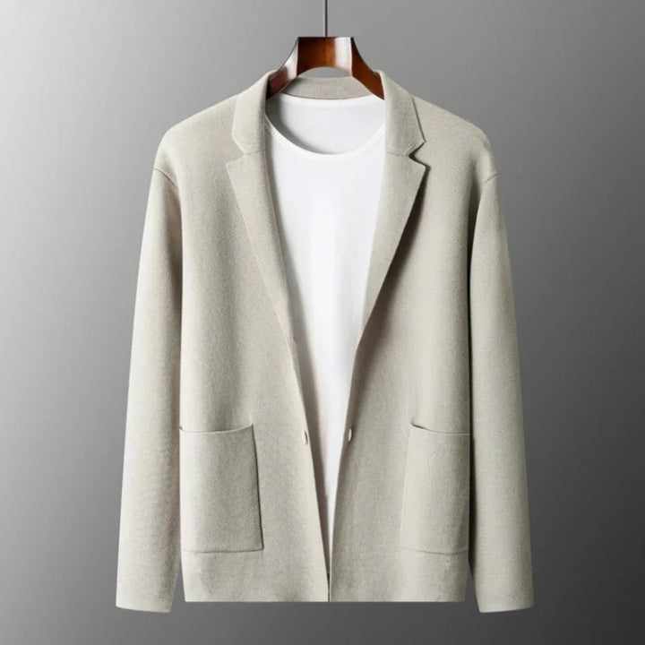 Men's Milano cardigan: soft, comfortable layering sweater. Long-sleeve button-front knitwear for versatile men's fashion.