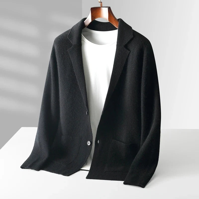 Men's fashion Milano cardigan. Classic, soft knit, button-front sweater for elegant & casual layering. Comfort wear.