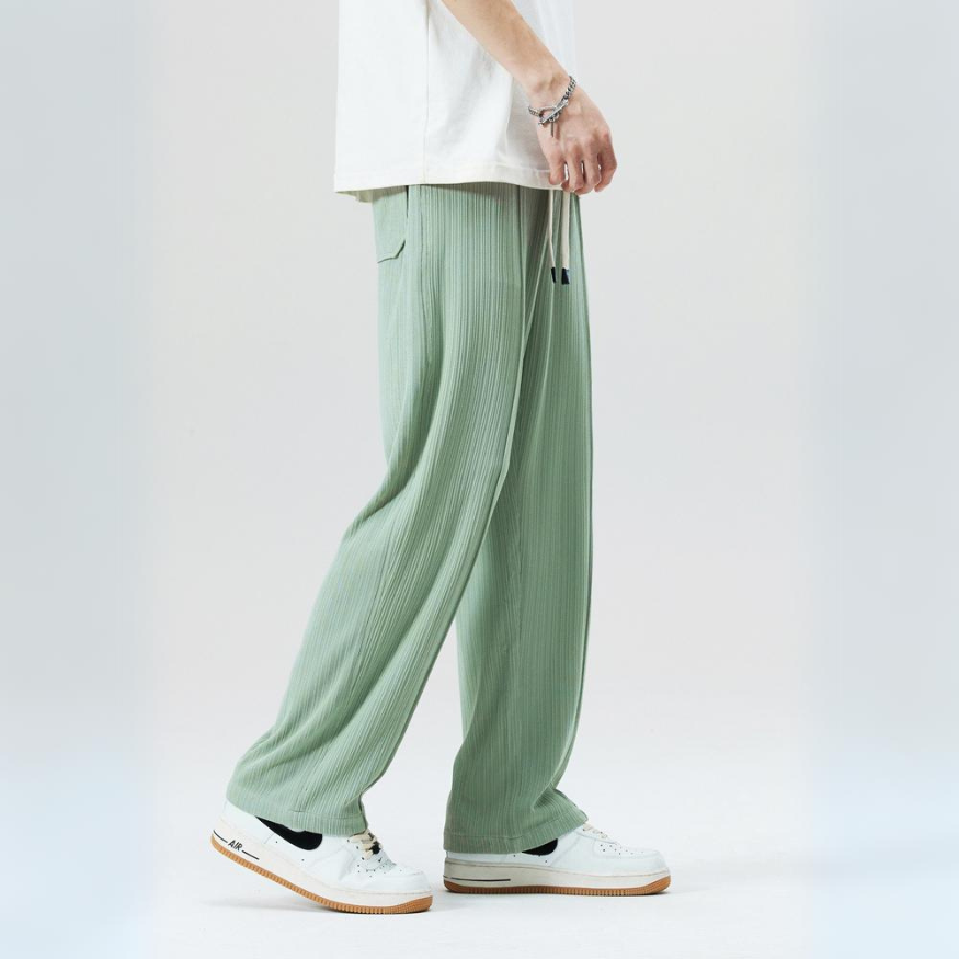 Milano pleated men's trousers: Comfortable elastic waist design. Essential smart casual pants for men's fashion.