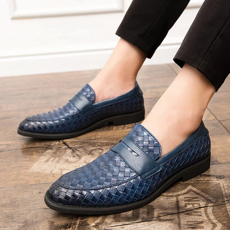 Comfortable men's Milano loafers with an attractive woven pattern, durable and fashionable for modern men.
