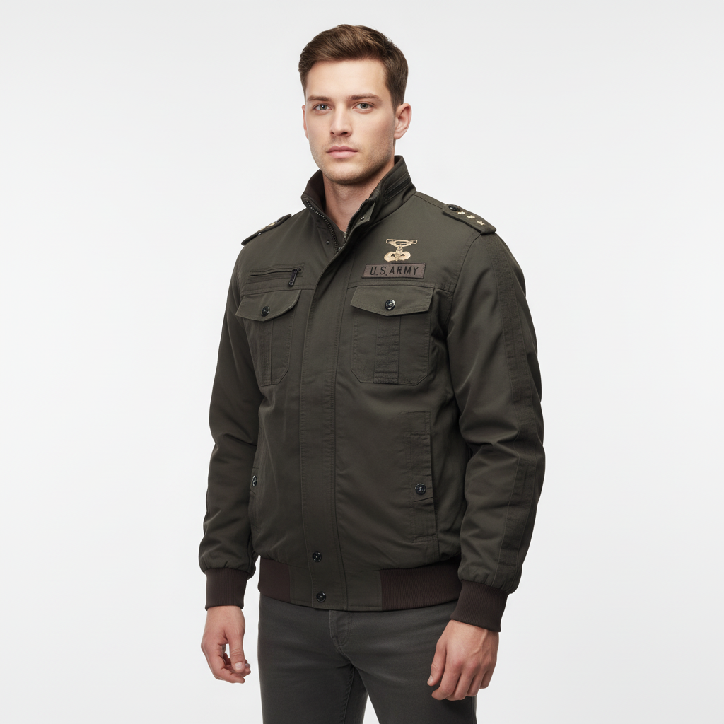 Rudolf men's fashion military jacket in rugged cotton blend, perfect for casual outdoor activities
