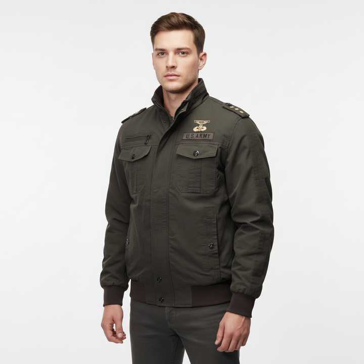 Rudolf men's fashion military jacket in rugged cotton blend, perfect for casual outdoor activities