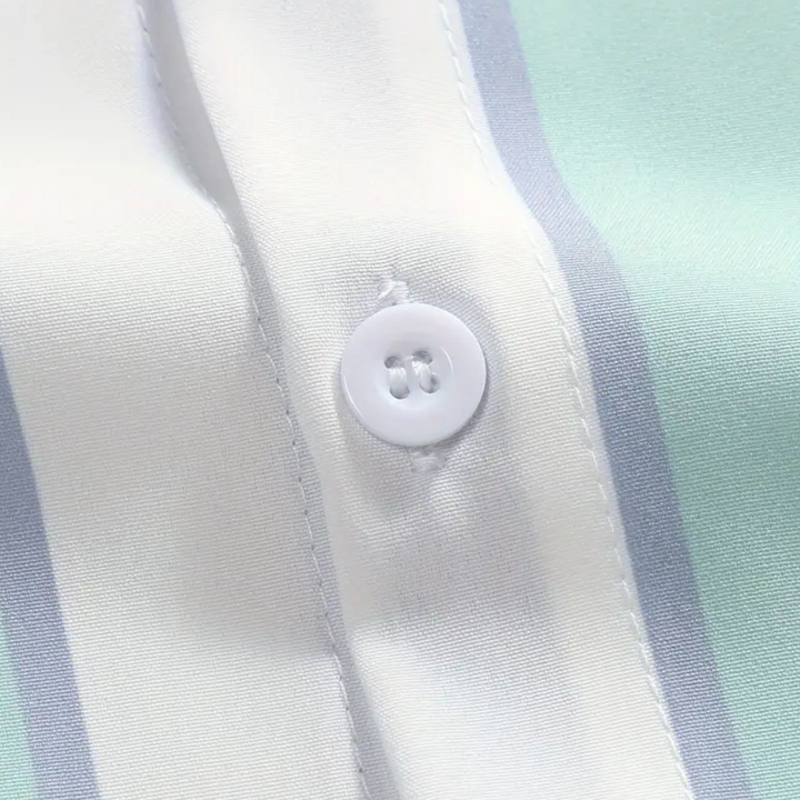 Versatile men's minimalist striped button-up shirt, offering modern comfort for any occasion.