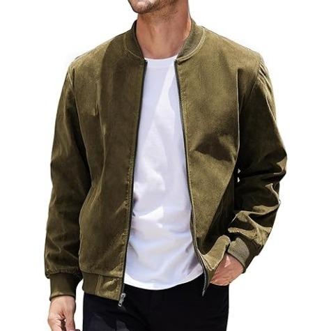 Men's modern bomber jacket, tailored fit & zip closure. Stylish outerwear for casual & everyday wear.