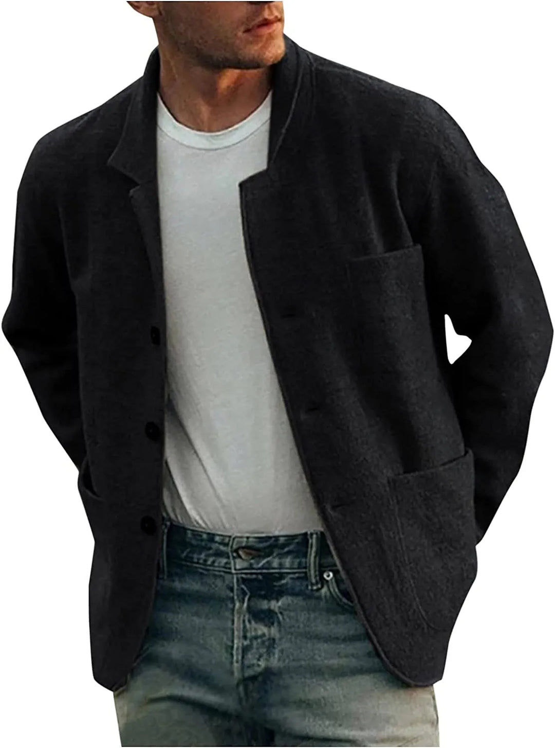 Men's fashion versatile blazer, a regular fit casual jacket for modern smart casual wear.