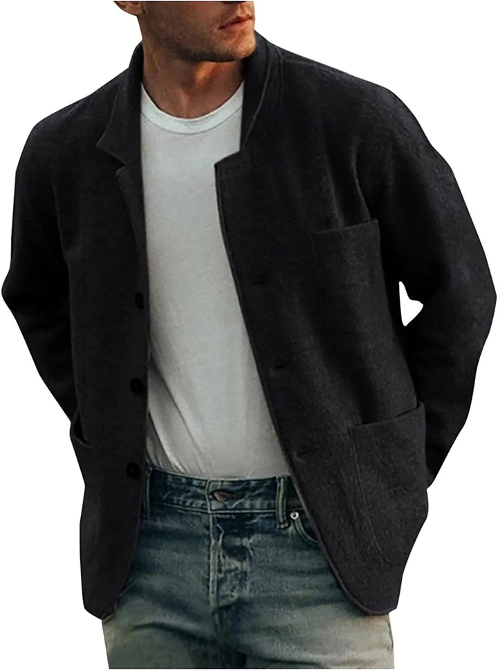 Men's fashion versatile blazer, a regular fit casual jacket for modern smart casual wear.