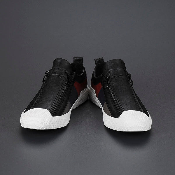 Fashion-forward men's casual shoes featuring a zip closure and sleek, modern aesthetic for everyday wear.