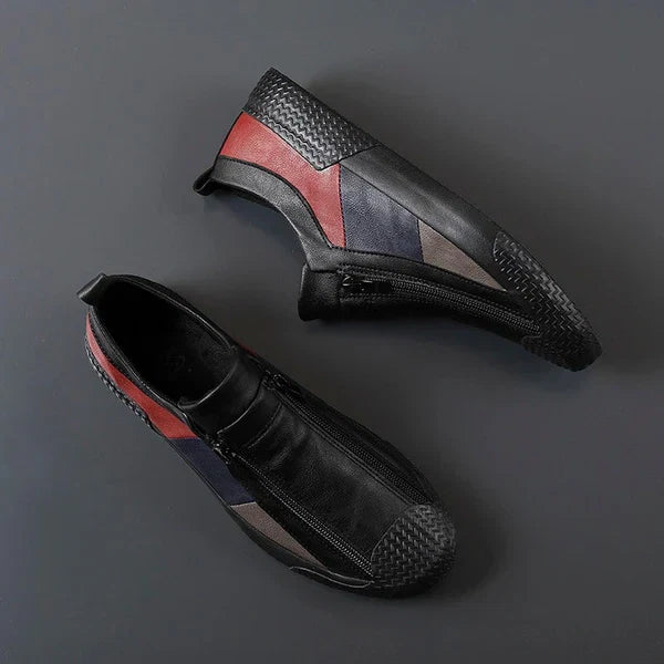 Comfortable men's fashion footwear: casual sneakers featuring a practical zipper and modern aesthetic.