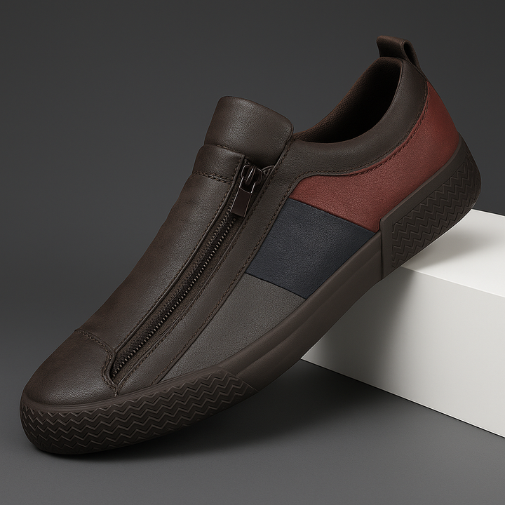 Sleek men's casual shoes with zip closure, perfect for modern everyday wear and athletic casual looks.