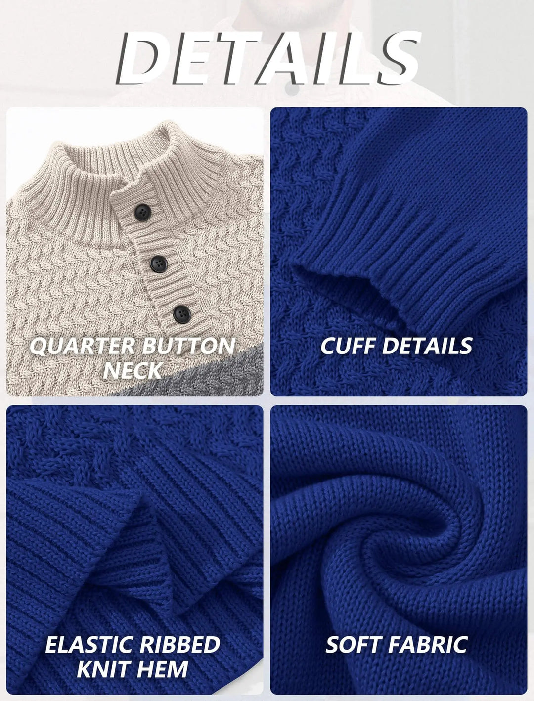 Comfortable men's color block knit pullover sweater, a casual wardrobe essential for effortless layering.