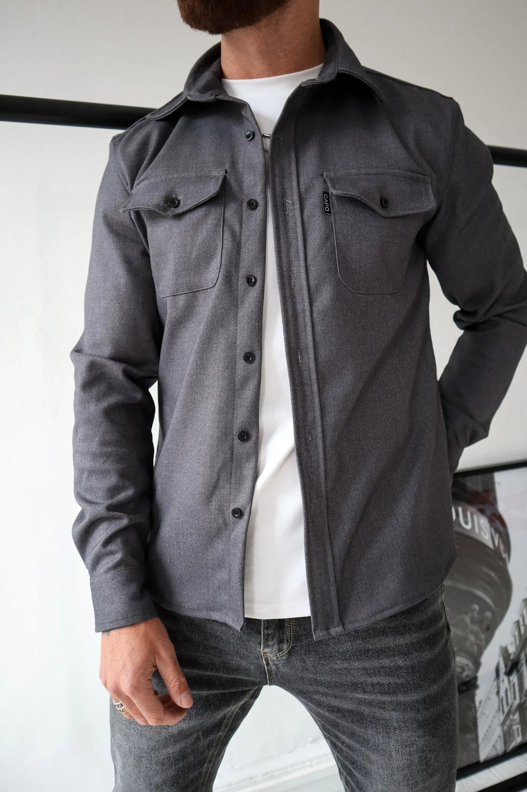 Versatile Men's Elias shacket, a modern spring/fall jacket. Great for layering, men's casual fashion & everyday wear.