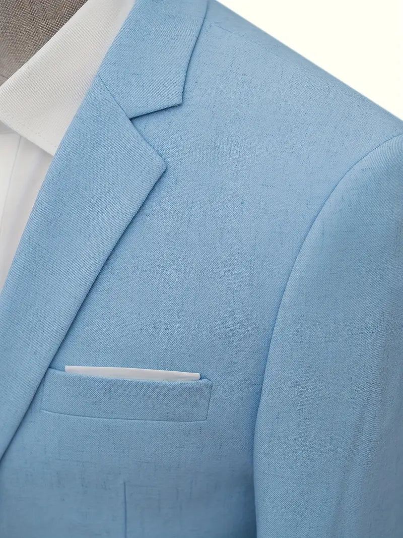 Comfortable men's flat collar suit. Perfect for weddings & office wear. Modern, single-breasted, stylish fit.