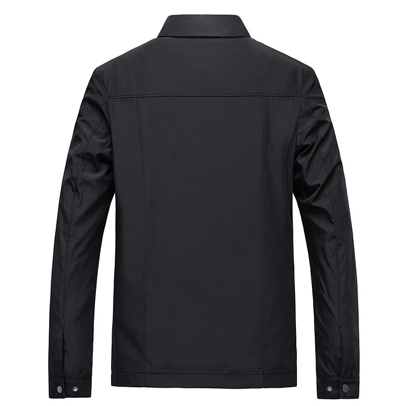 Fashionable men's stand collar flight jacket, a modern outerwear piece for smart casual and daily wear.