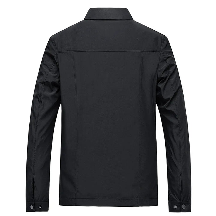Fashionable men's stand collar flight jacket, a modern outerwear piece for smart casual and daily wear.